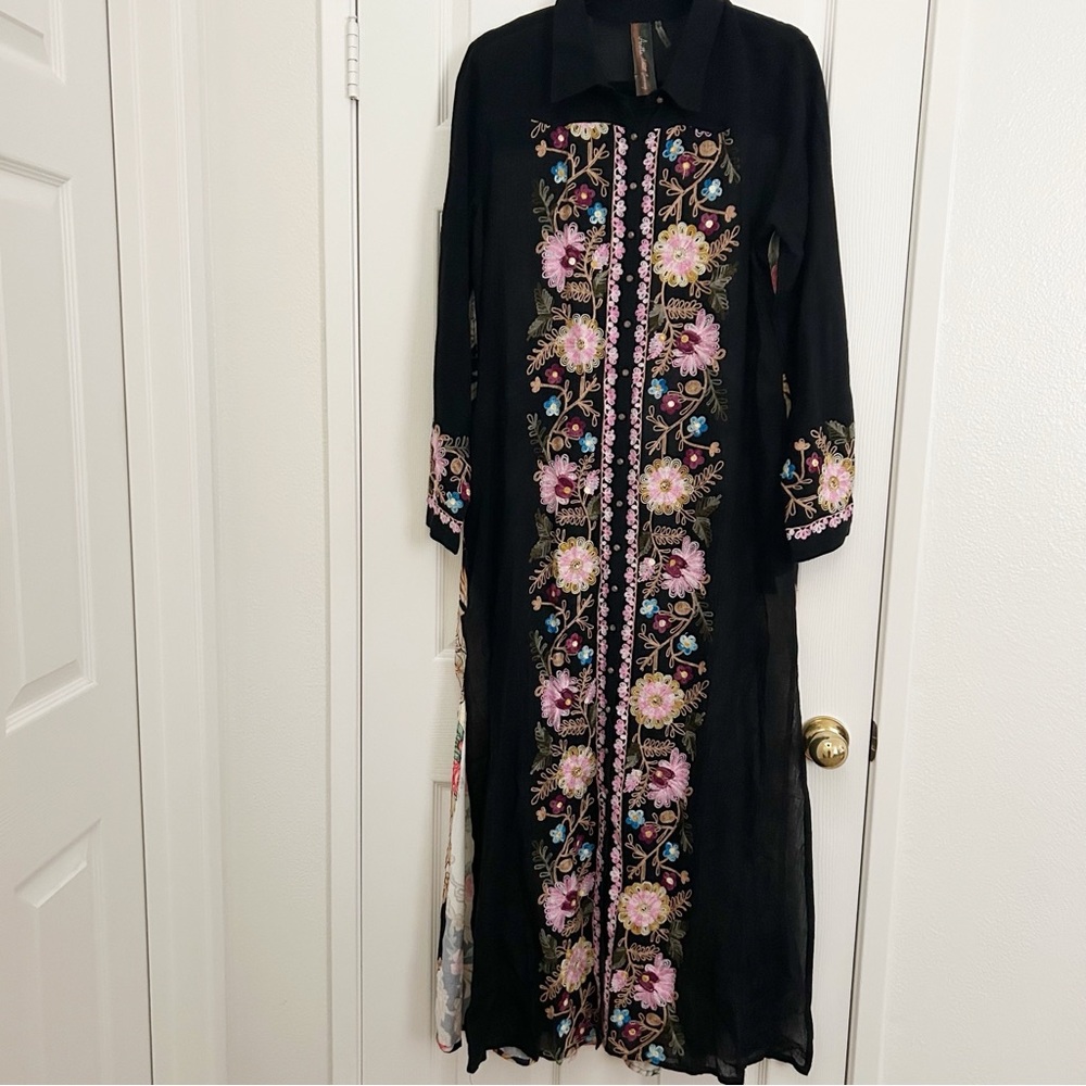 Anthropologie Aratta Silent Journey Embroidered Duster | Size M - Picture 3 of 11